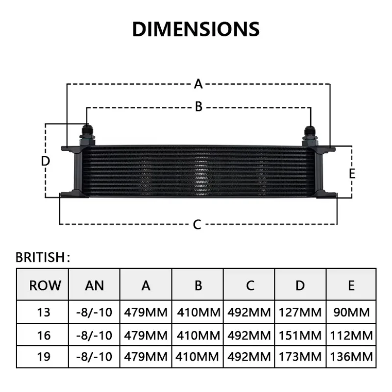 Extended version Racing Aluminum for British 13 Rows 16 Rows 19 Rows AN8 AN10 Automotive Engine Oil Cooler Transmission Oil
