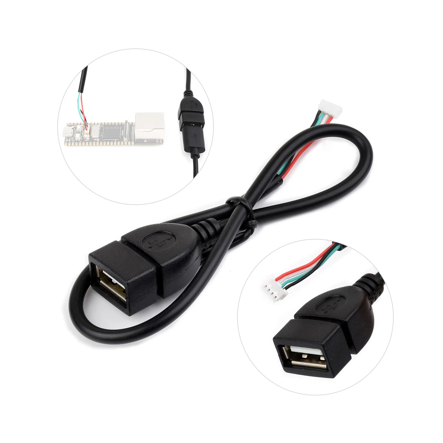 كابل Waveshare MX1.25 4Pin إلى USB، منفذ USB من النوع A أنثى، تقريبًا. الطول الإجمالي 30 سم لـ Luckfox Lyra