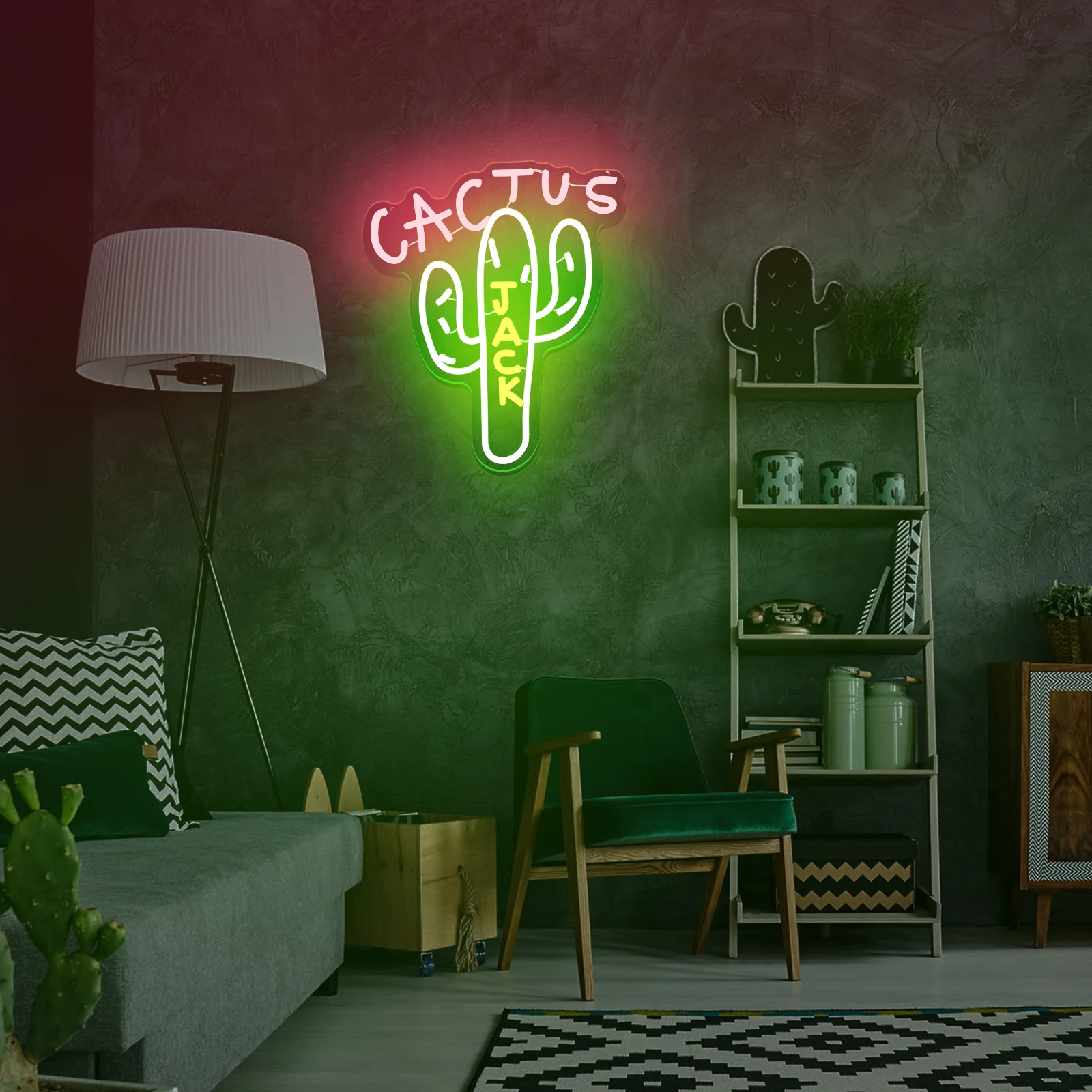 Imagem -06 - Uponray-neon Sign Wall Decor Cactus Jack Luz de Néon Wall Art Neon Sign Rap Falando Casa Bar Pub Festa