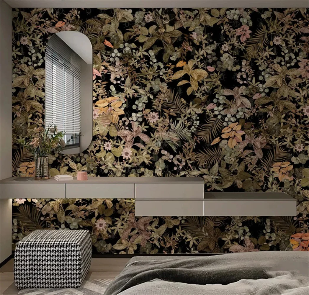 

Customized South Asian Jungle Plant Insect-Free Murals Wallpaper for Bedroom Entryway and Dining Room Accent Walls