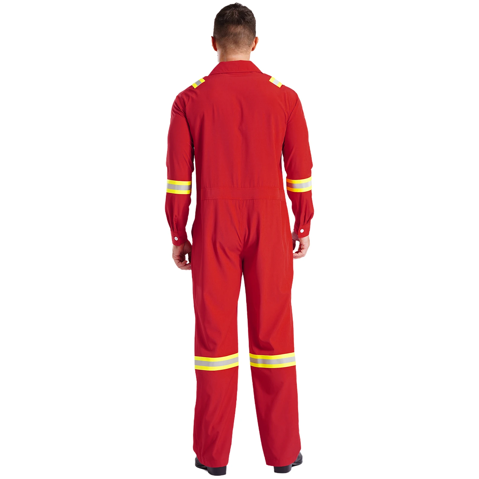 Men's Work Overalls High Visibility Reflective Stripes Coverall Long Sleeve Zipper Jumpsuits Fireman Mechanics Workwear