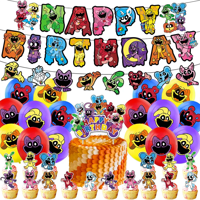 

Smiling Critters Theme Kid Birthday Party Accessories Gift Tableware Banner Cake Topper Ballons Party Supplies Decoration Cake