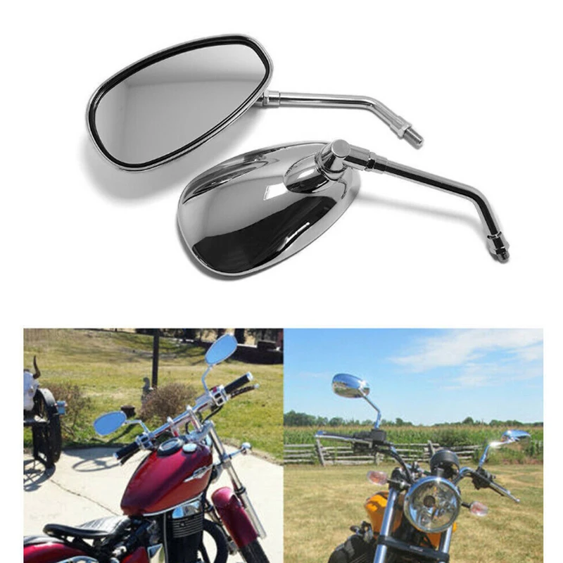 2Pcs Universal M10 Chrome Rearview Mirrors Motorcycle Motocross Scooter E-bike Moto Cafe Racer Side Mirror Rear View Accessories
