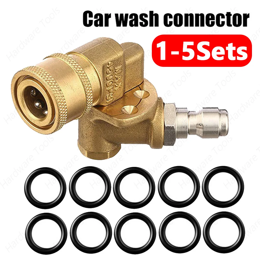 

1-5 комплектов, Поворотный соединитель для мойки высокого давления 1/4 дюйма, Поворотный соединитель QC 180 ° с уплотнительными кольцами для наконечника мойки высокого давления