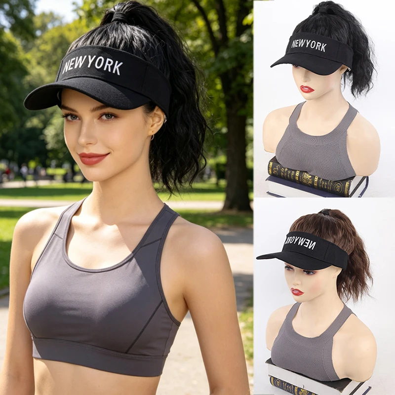 Women's Baseball Hat Wig Short Curly Hair Wool Blend Ponytail Braid Wavy Wig Stylish Hair Accessory for Quick Change in Look