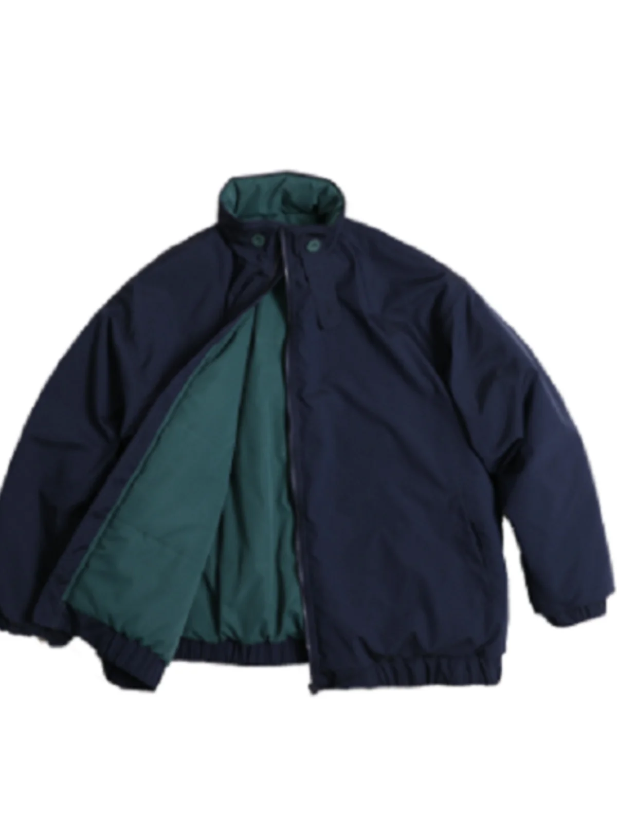 Abrigo acolchado de algodón para hombre y mujer, ropa de trabajo con cuello levantado, Color azul marino, suelto, a la moda