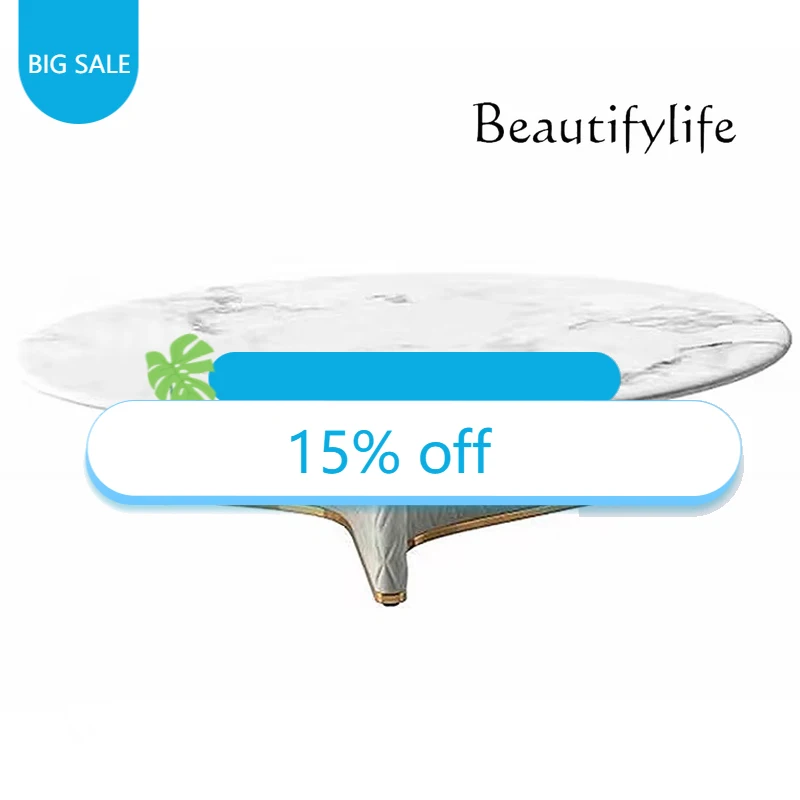 Y Light Luxury Italian Simple Modern Natural Marble Leather Embroidery Luxury Home Living Room Coffee Table