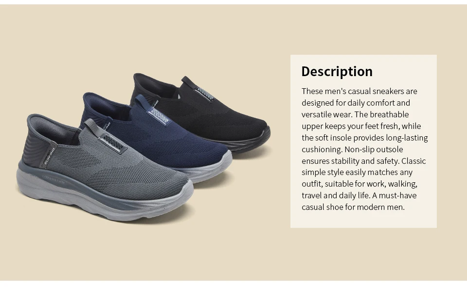 Desai Herren 2026 Herbst Schnürlose Mesh-Sneaker Rutschfeste Dicke Sohle Leichte Herren-Sneaker und Freizeitschuhe für Outdoor – Detail 4