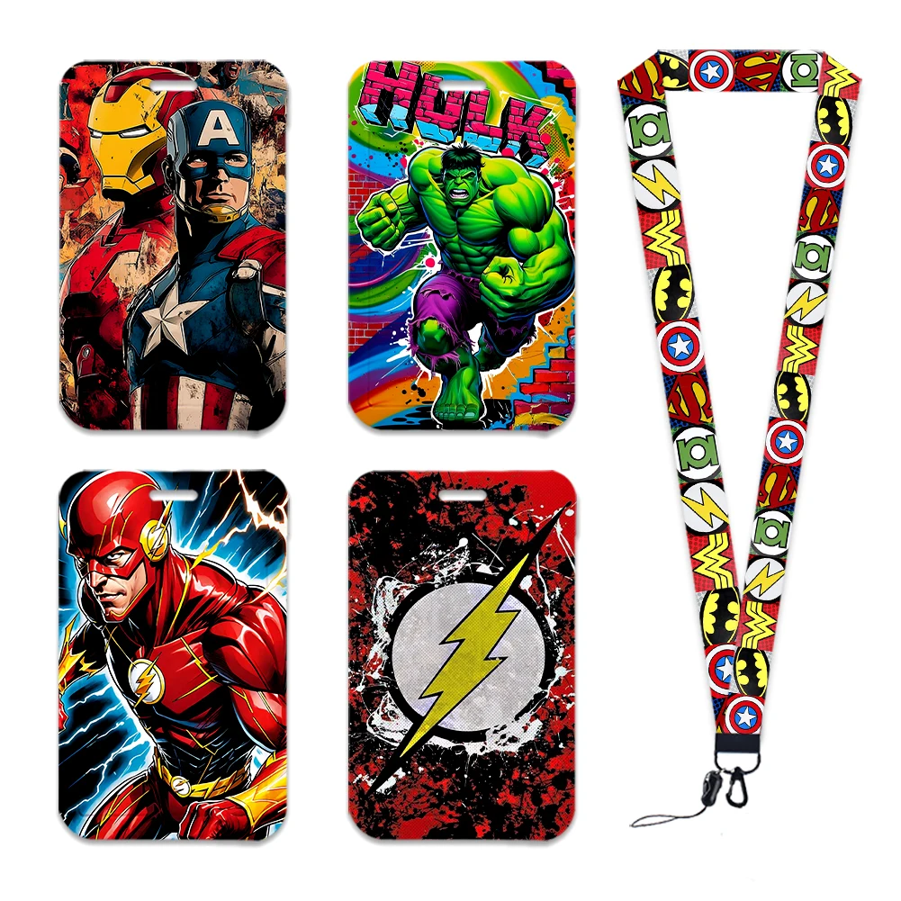 

Marvel Movie Characters Super Heroes ABS Card Cover Student Campus Hanging Neck Bag Card Holder Lanyard ID Card Holders Keychain