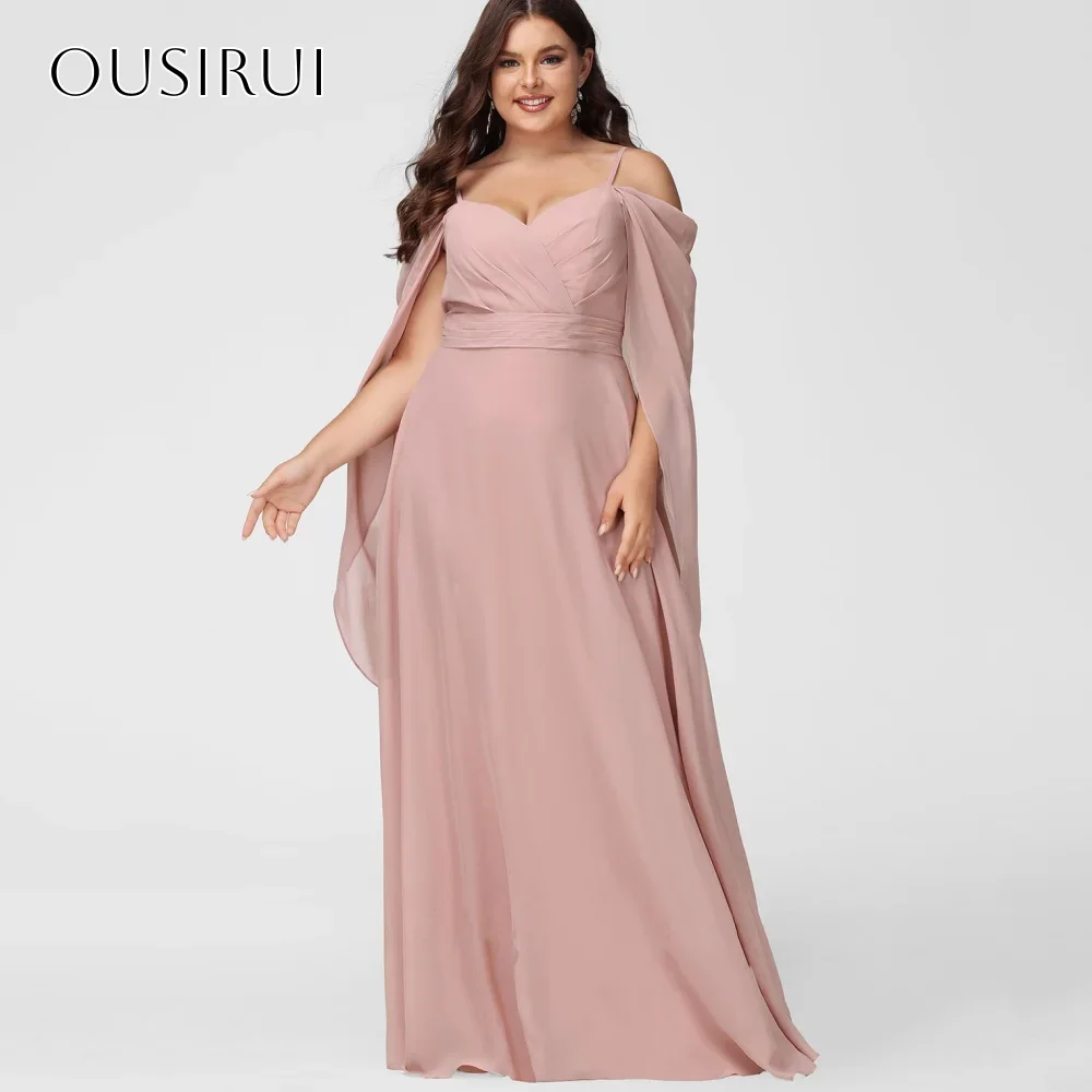 Eenvoudige Spaghettibandjes Chiffon A-lijn Galajurken Voor Vrouwen Lange Mouwen Avondjurken Aangepaste فسات Mohamed