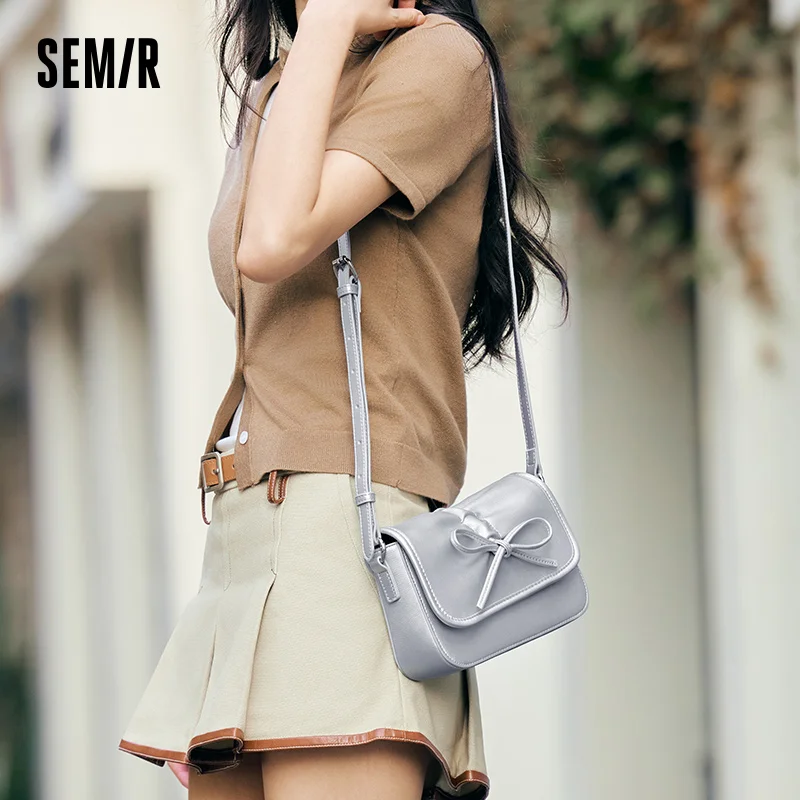 Semir Small Square Bag Women 2025 New Style Shoulder Crossbody Bag Sweet Bowknot Handbag Delicate Mobile Phone Bag