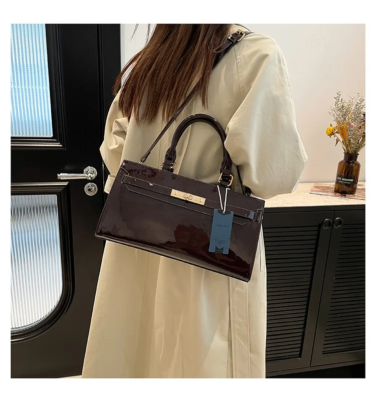 حقيبة كيلي عصرية محمولة باليد من الجلد اللامع 2025 جديدة - سعة كبيرة، نسيج ممتاز، حقيبة كتف/كروس أنيقة للنساء
