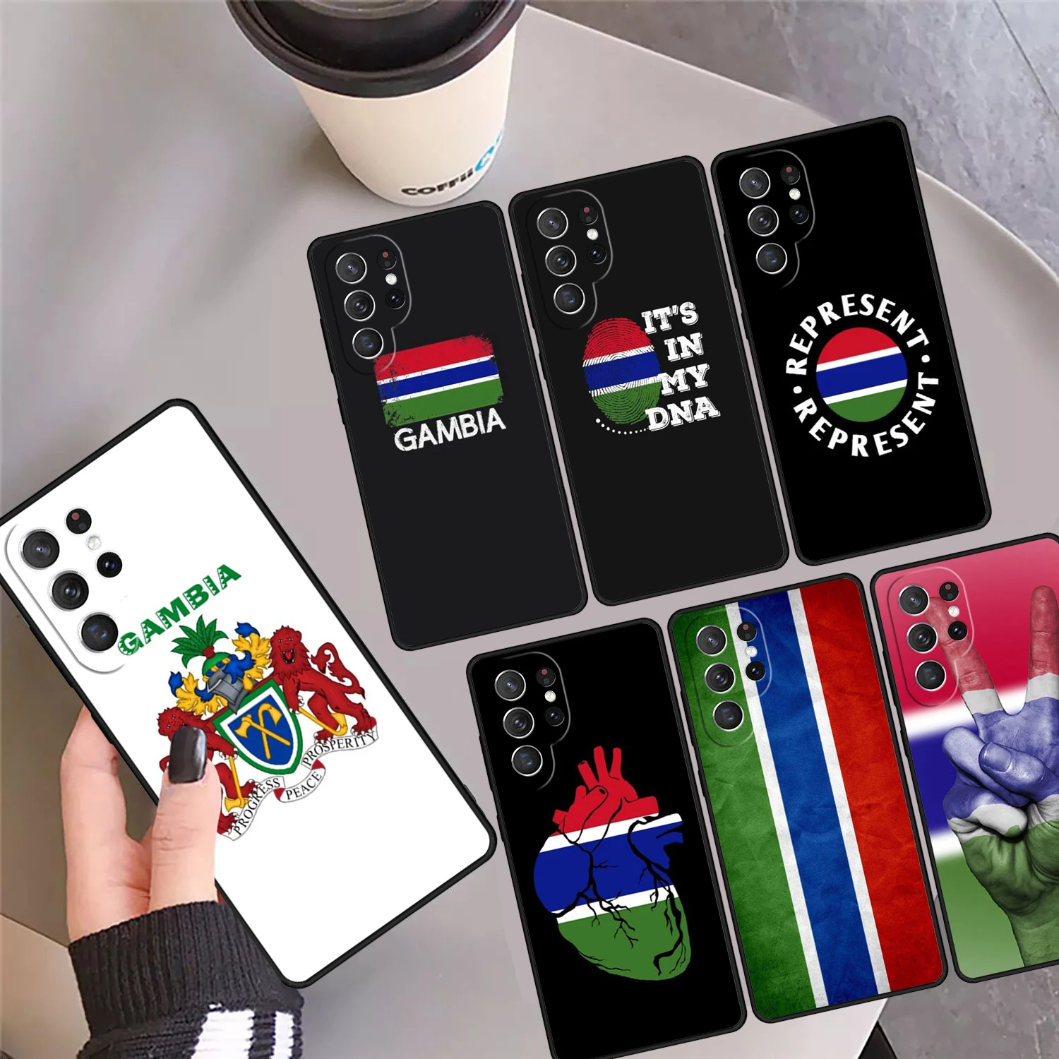 Gambia Flag Phone Case Cover Coque For Samsung Galaxy S24 Ultra 23 S22 Plus S21 FE S20 S8 S9 S10 Note 10 Pro Note 20 Ultra