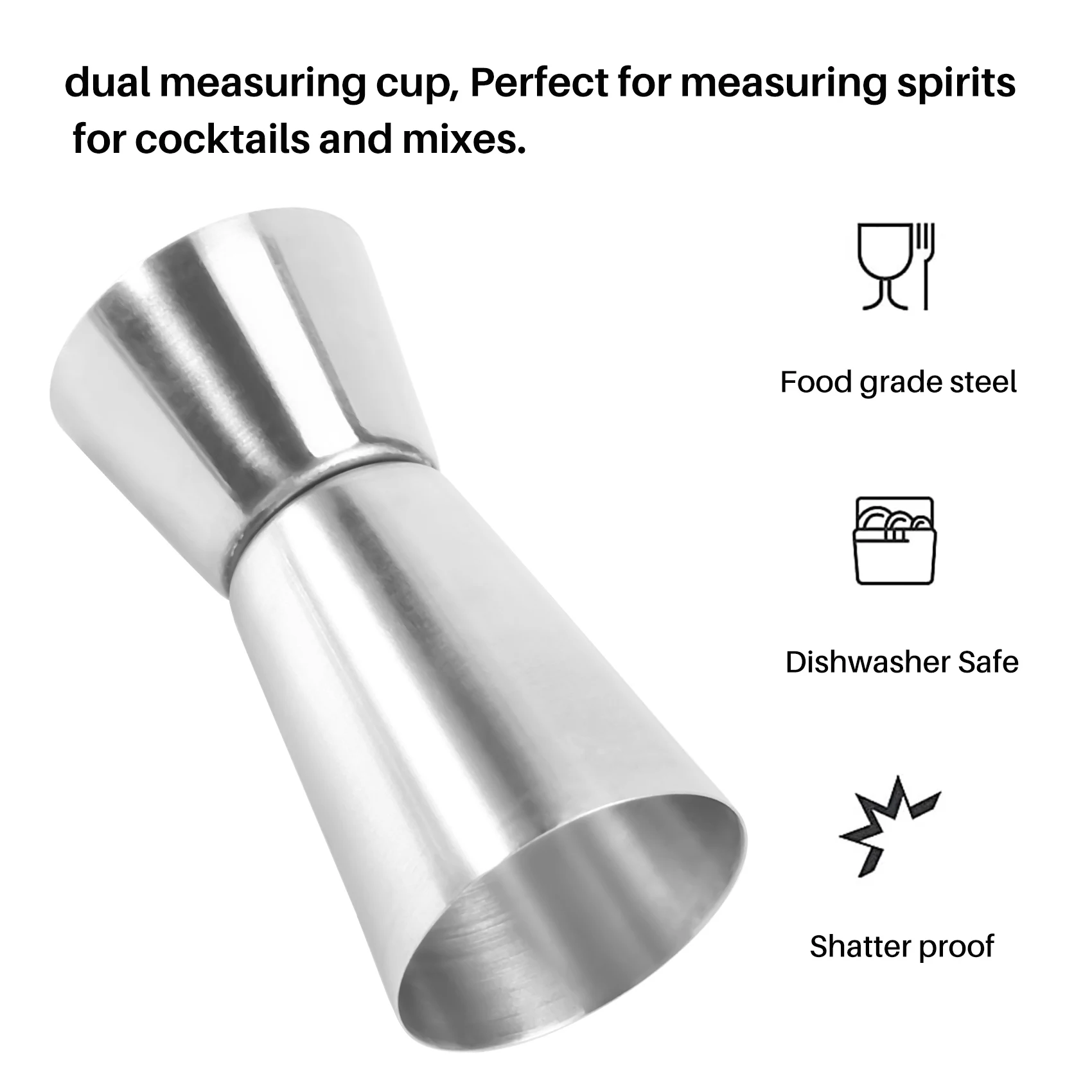 Stainless Steel 25/ 50 ml Jigger Bar Craft Dual Spirit Measure Cup Peg Measuring Cup for Bar Party Wine Cocktail Drink Shaker