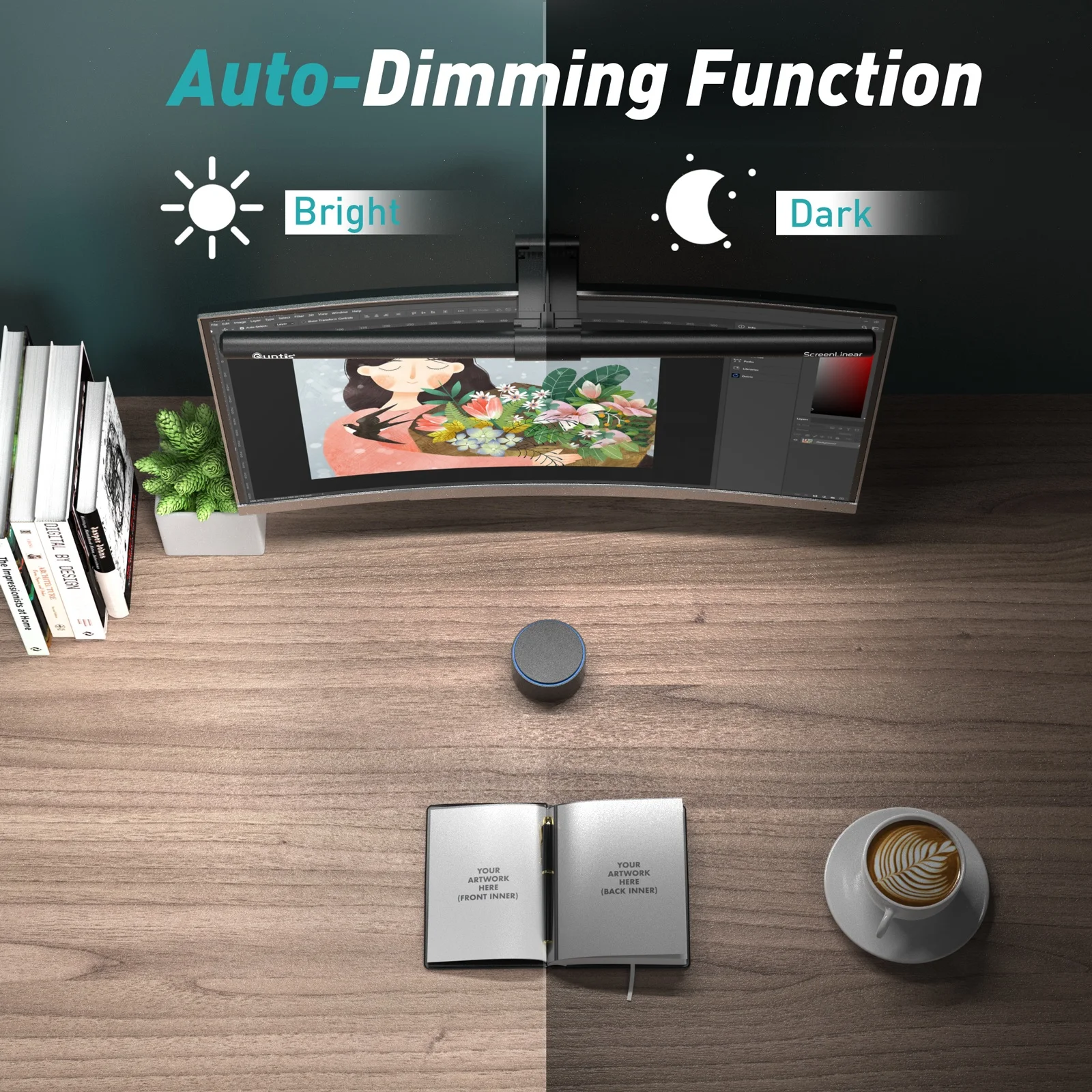 Picture 4: Northland Eye Protection Remote Control LED  Light Bar with Step-less Dimming Light Senor for Curved PC Screen