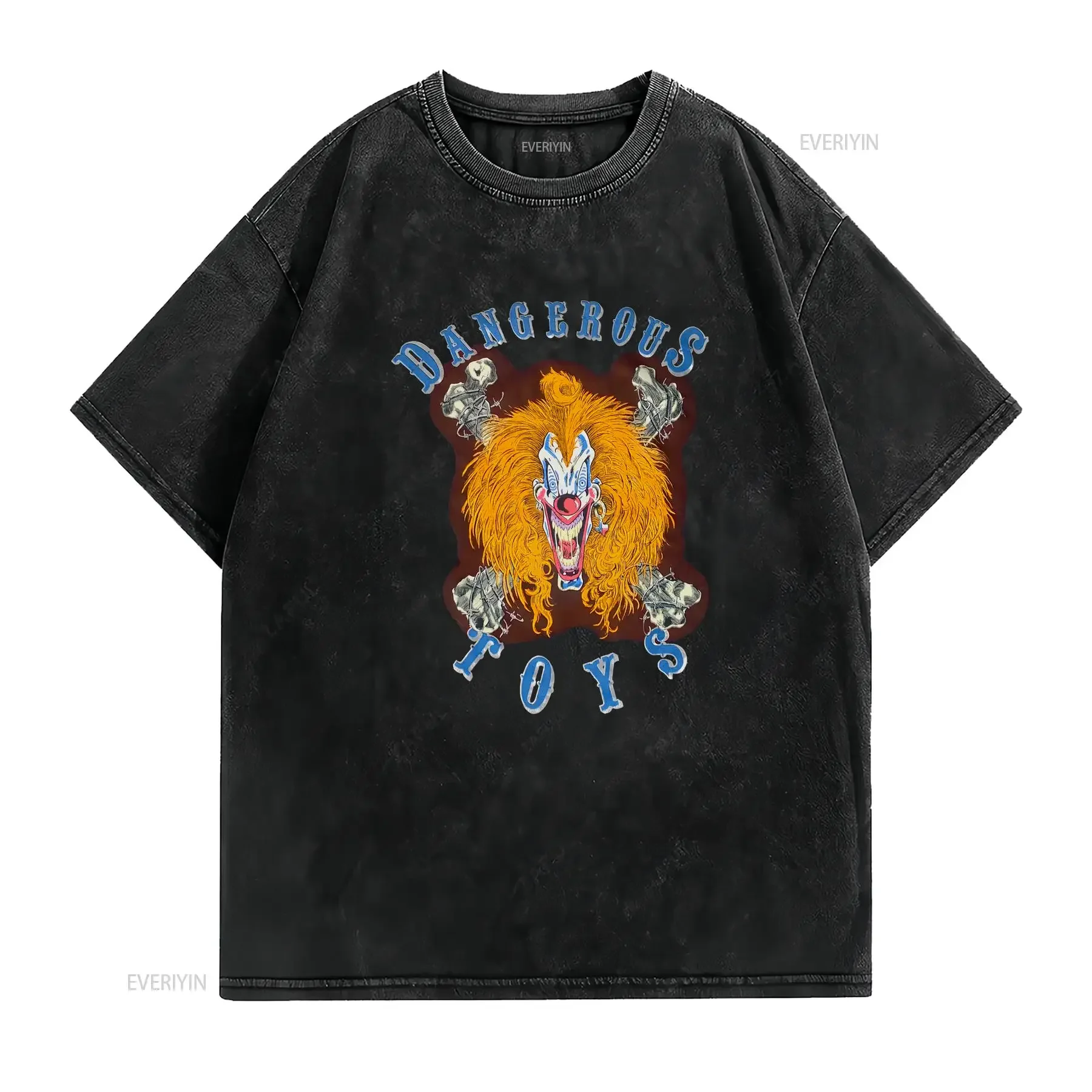 VTG Dangerous Toys Band Black Color Cotton T Shirt 1side TT1543 vintage Washed Versatile Slightly graphic Stretched