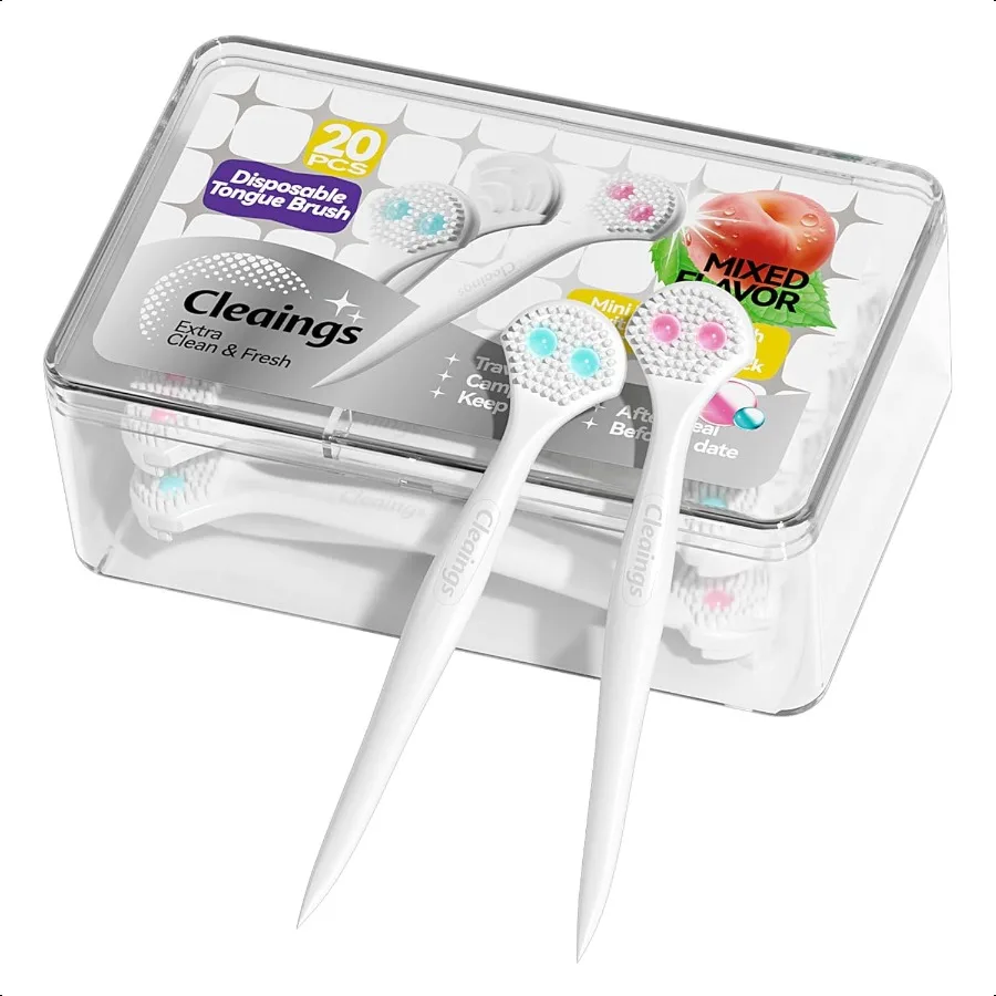20 قطعة من فرش اللسان الصغيرة مع خرز معجون التنظيف ومنظفات اللسان المسواك تقلل من رائحة الفم الكريهة ومكشطة اللسان #1