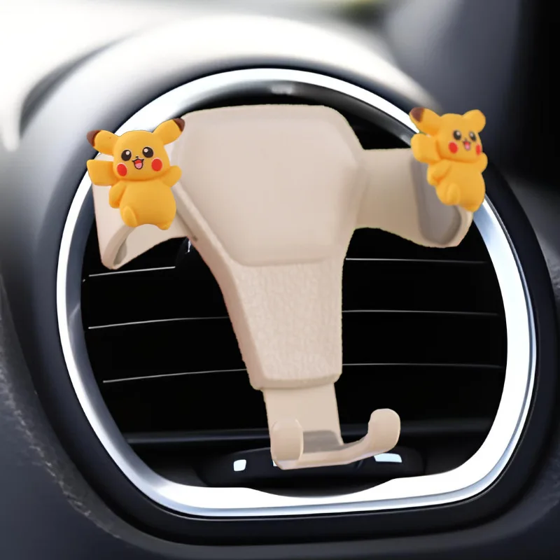 Pokemon Pikachu Gravity Car Phone Holder Air Outlet Fixing Frame GPS Smartphone Holder Suitable for IPhone Xiaomi Huawei Phones