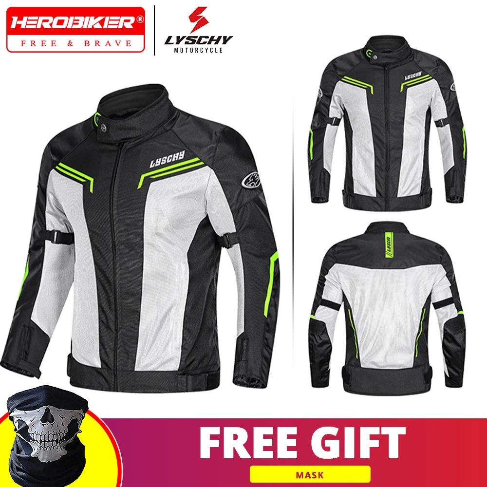 

LYSCHY Motorcycle Summer Riding Jacket Men's Breathable Motorcycle Jacket Anti-drop Motorbike Motocross Riding Protective Gear