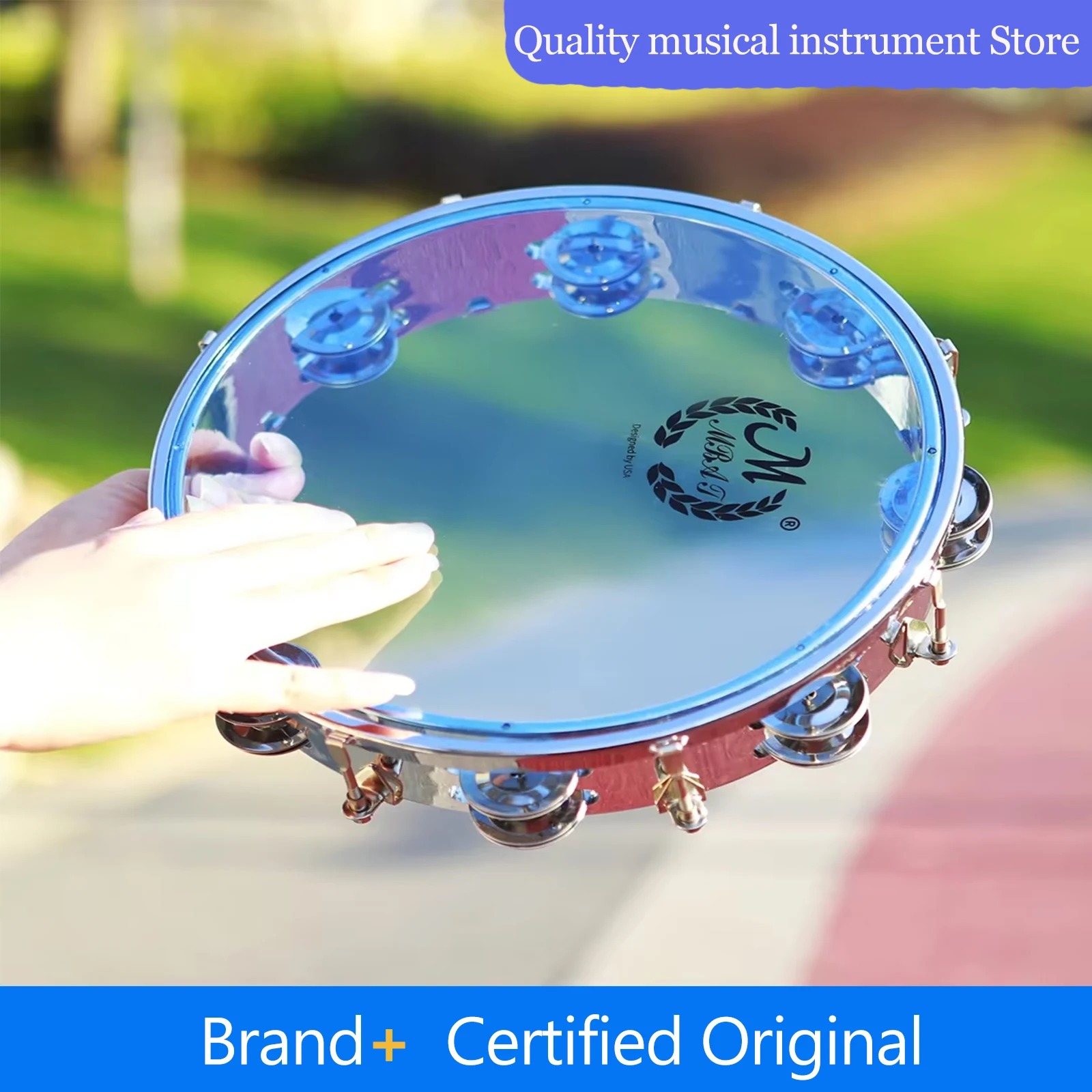 M MBAT 8/10inch Tambourine Self-Tuning Double Row Tambourine Stainless Steel RingsInteresting Hand Drums Percussion Instrument