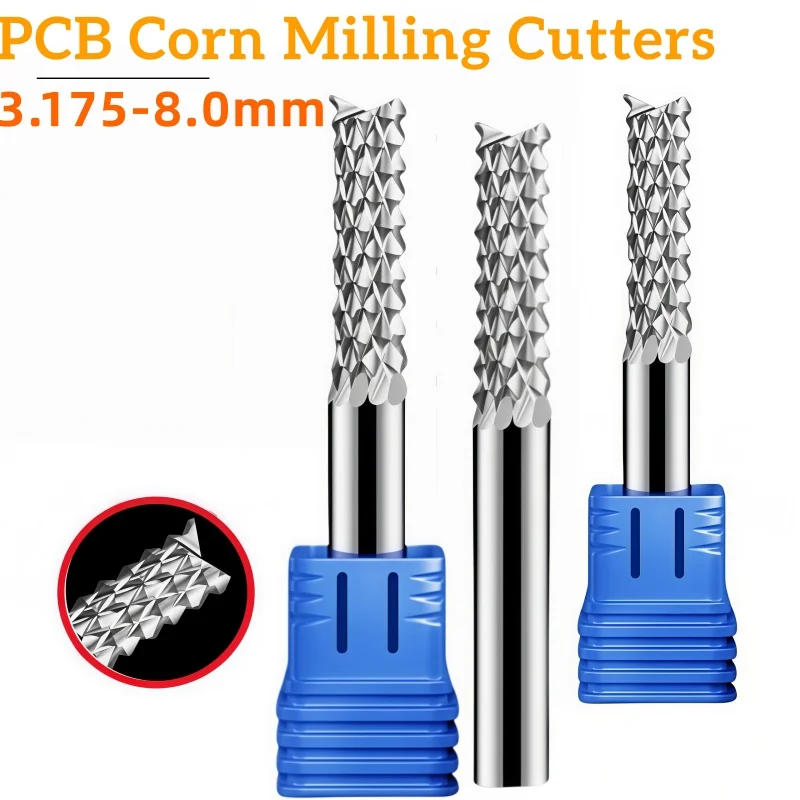 Carbide Corn End Milling Cutter Tungsten Teeth Engraving CNC Machine PRO Bit For PCB Bakelite Plate Wood Plastic 3.175 4 6 8mm