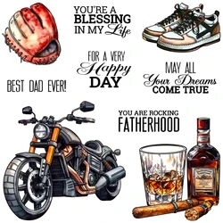 Mangocraft Cool Dad Motor Wine Cutting Dies Clear Stamp Father's Day DIY Scrapbooking Metal Dies Silicone Stamps For Card Album