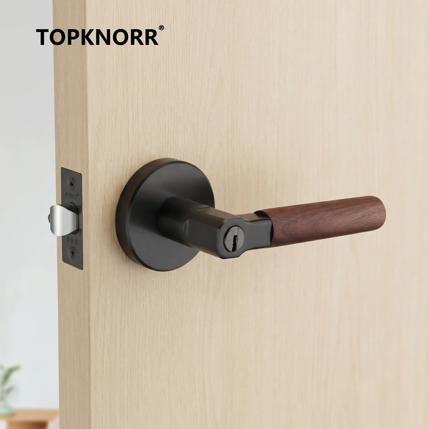 Walnut Retro Door Handle Three-lever Handle Lock Indoor Bedroom Door Lock Home Replacement Ball Lock Bathroom Keyless Door Lock