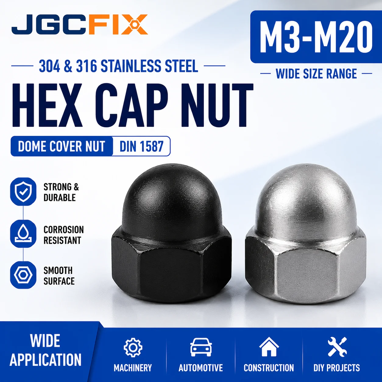 1/2/5/10/25Pcs M3 M4 M5 M6 M8 M10 M12 M14 M16 316 304 Stainless Steel Hex Hexagon Decorative Cover Semicircle Dome Cap Acorn Nut