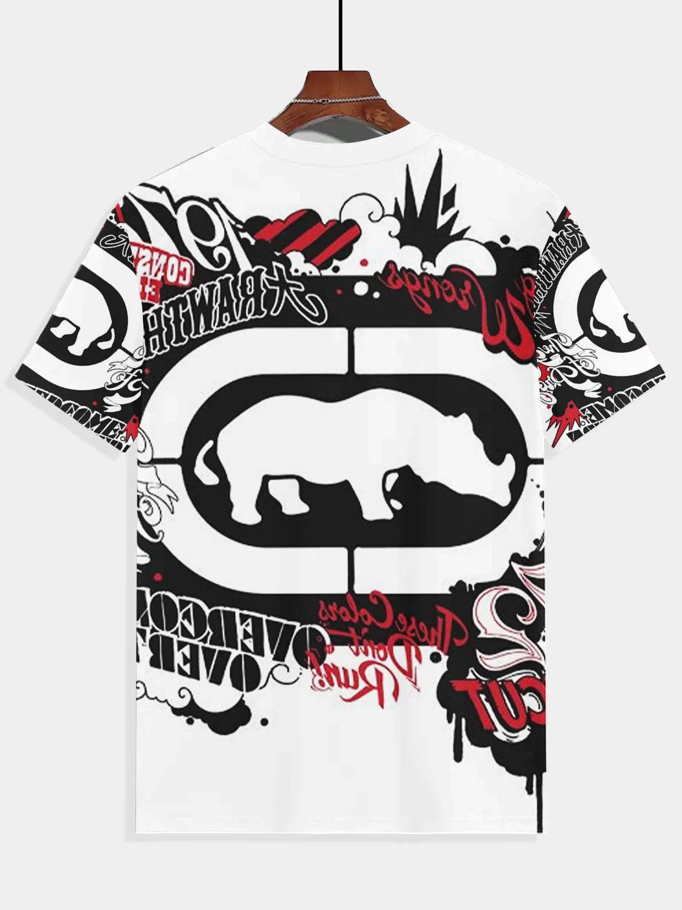 Men Fashion Bear Letter Print T‑Shirt, Vintage Graffiti Slogan Street‑Art Short Sleeve Crew Neck Casual Hip‑Hop Daily Tee