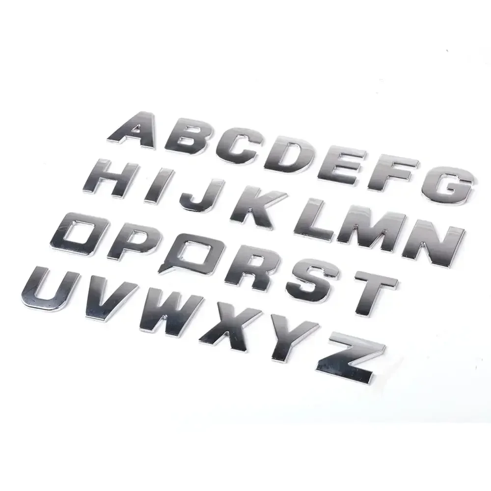 25mm 3D Car Stickers Metal Alphabet Silver Black Badge Chrome Letters Numbers Logo Car Stickers Automobiles Accessories Stickers