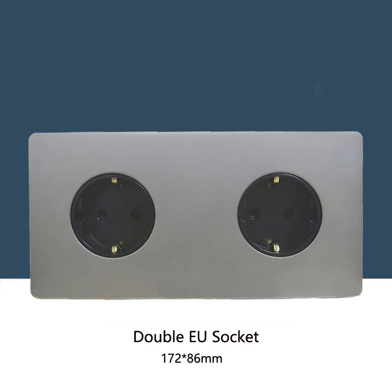 Wall Stainless Steel Brushed Matte Silver Retro Industrial Style 86 Type Metal Toggle Switch Socket Panel