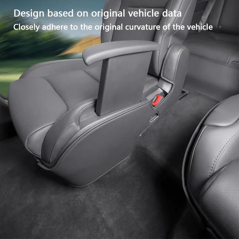 Für Tesla Model YL 6-Sitzer Zweite Sitzreihe Beidseitiger Anti-Kick-Schutz Leder-Sitzkantenschutz Auto-Innenausstattung Zubehör – Detail 3