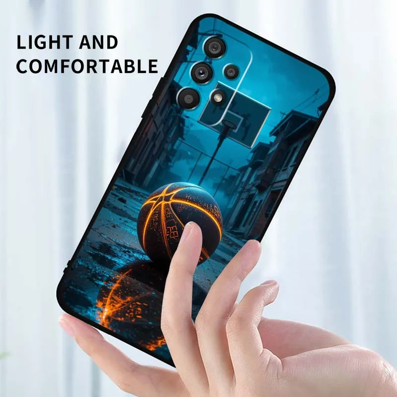 كرة القدم كرة السلة نمط لسامسونج A41 A35 A34 A33 A32 A25 A24 A23 A21s A06 A05 A04 A03 نوت 10 20 الترا 5G غطاء أسود