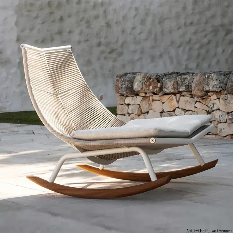 2025 Hot Selling Outdoor Furniture - Comfortable Cushioned Rattan Rocking Chair for Patios and Terraces