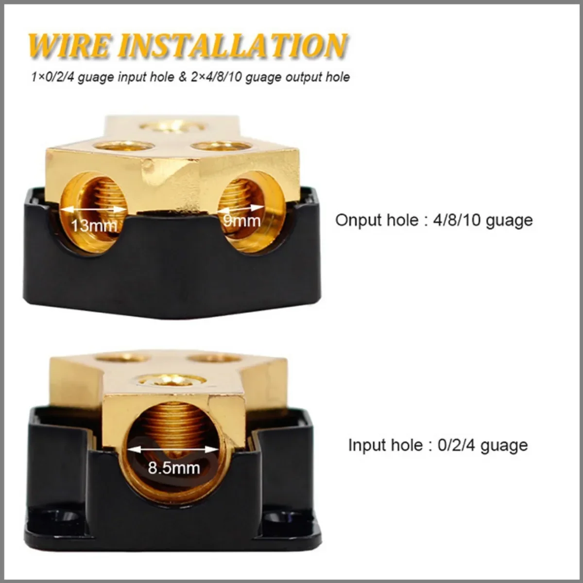 Car Audio Modified Splitter, One Into Two, One Out, Two Ground Box, Pure Copper Terminal Block