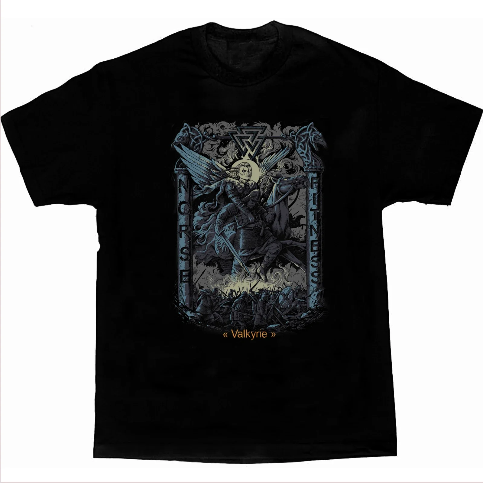 

Футболка Till Valhalla Norse Mythology Maiden of War Valkyrie с коротким рукавом, повседневная мужская футболка из 100% хлопка с круглым вырезом, уличная одежда