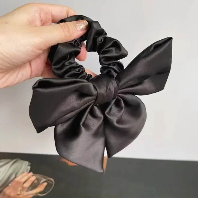 Eleganter High-End-Haarschmuck aus schwarzem Satin mit Schleife für Damen – perfekt für schicke Pferdeschwanz- und süße Friseure – Detail 8