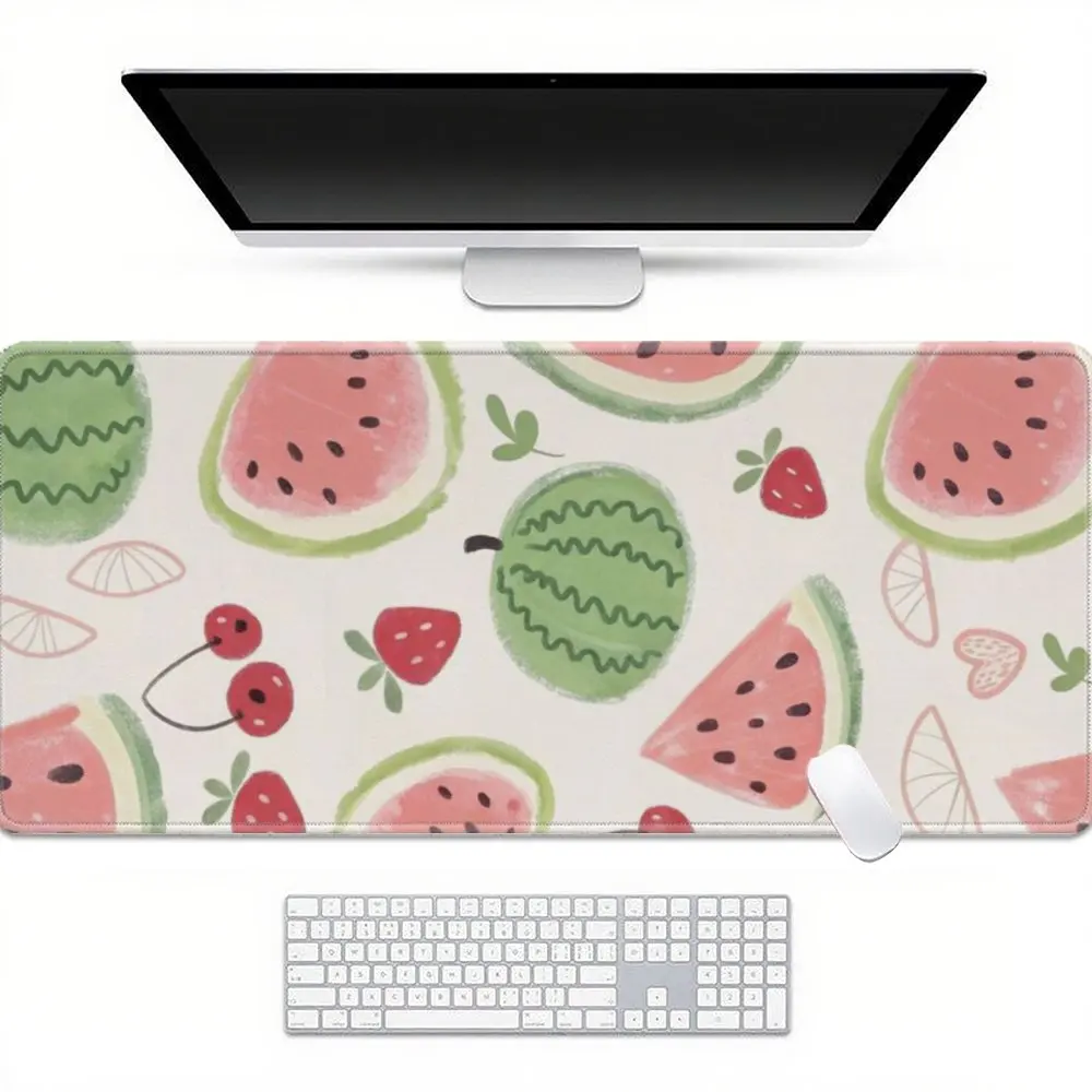Watermelon Strawberry Cherry Fruit Design XL Extended Desk Mouse Pad Rubber Non-Slip Gaming Surface