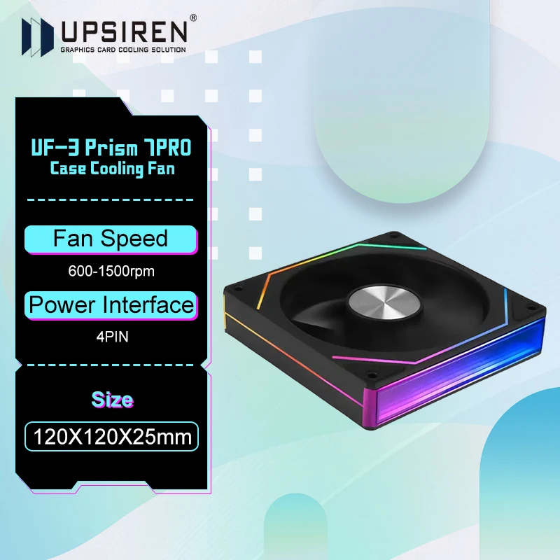 UPSIREN UF-3 Prism 7PRO 120mm Case Cooling Fan，CD pattern axis/Double-sided full lens/PWM ARGB motherboard synchronization