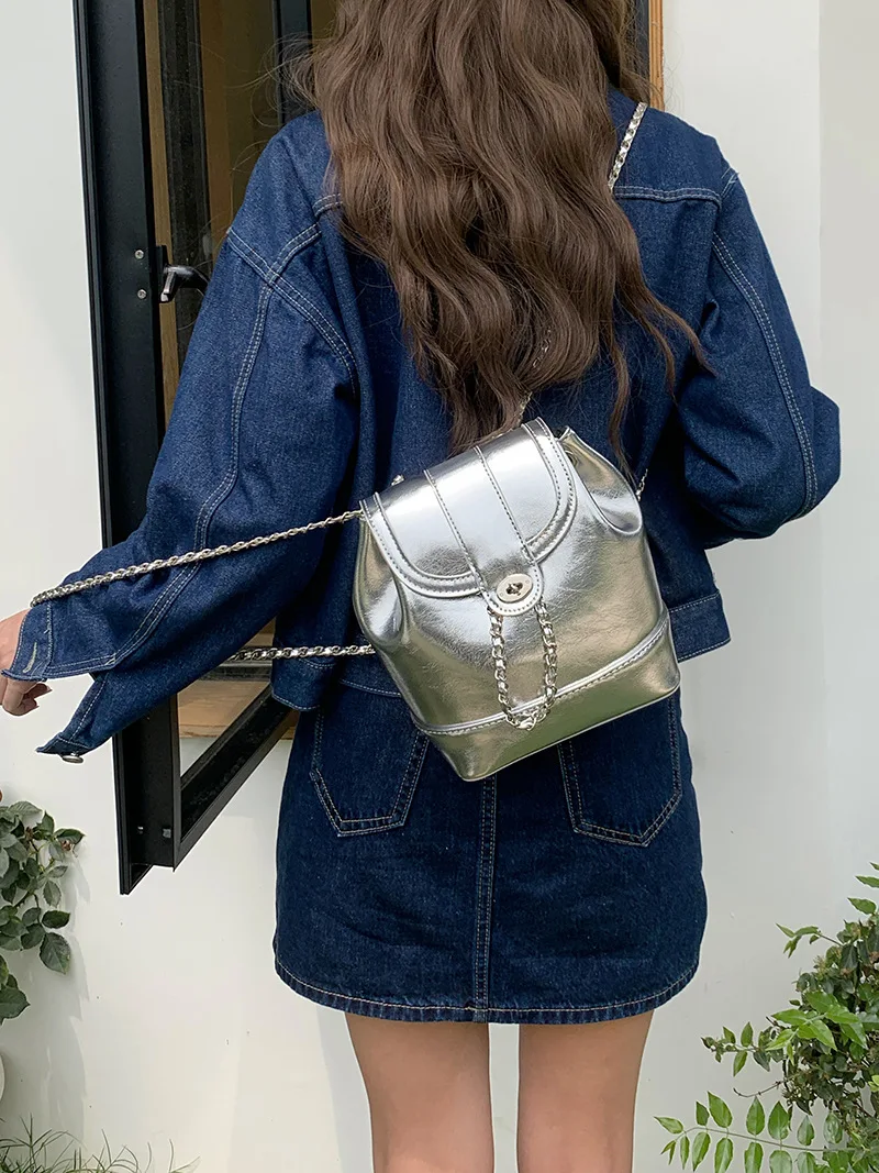 Bolsa de ombro estilo Tweed coreano para mulheres, mini bolsa de estudante, cera de óleo, couro, Ins News, outono e inverno