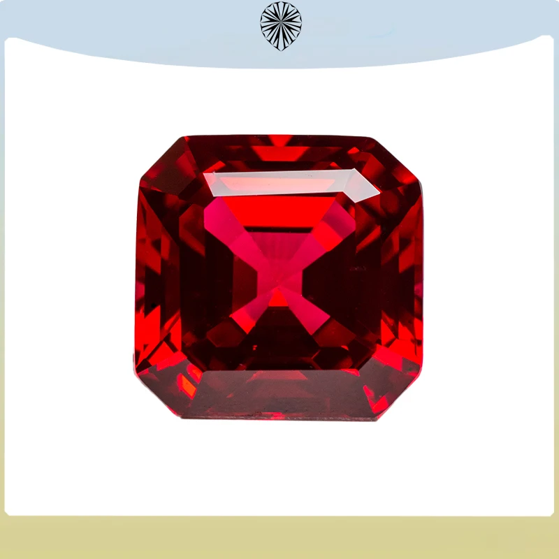 

Lab Grown Ruby Asscher Shape Pigeon Blood Red Hand Cut Gemstones for DIY Jewelry Making Materials Selectable AGL Certificate