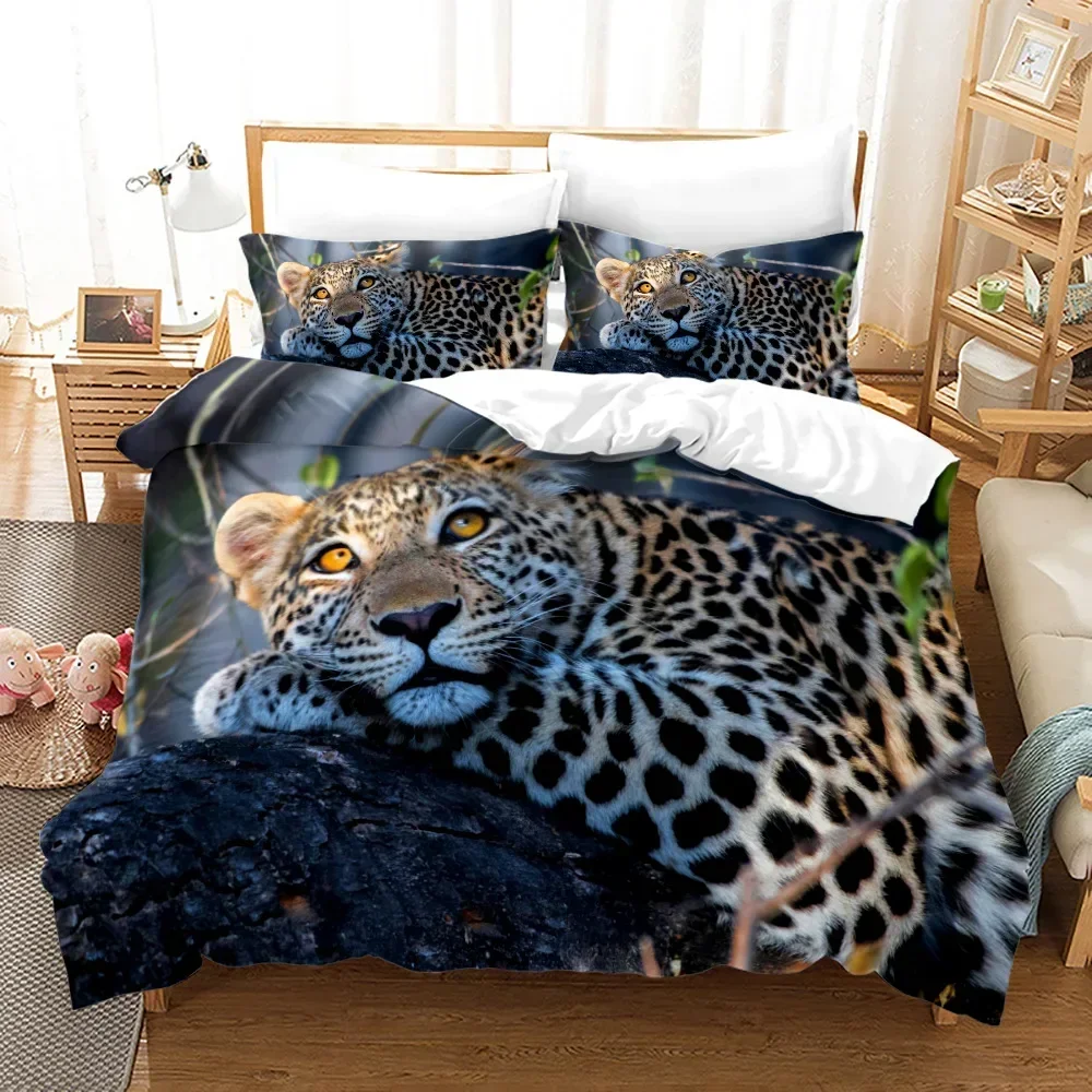 

Leopard Black Panther Comfortable Duvet Quilt Cover Pillowcase Bedding Set Children Bedroom Decoration Home Textile