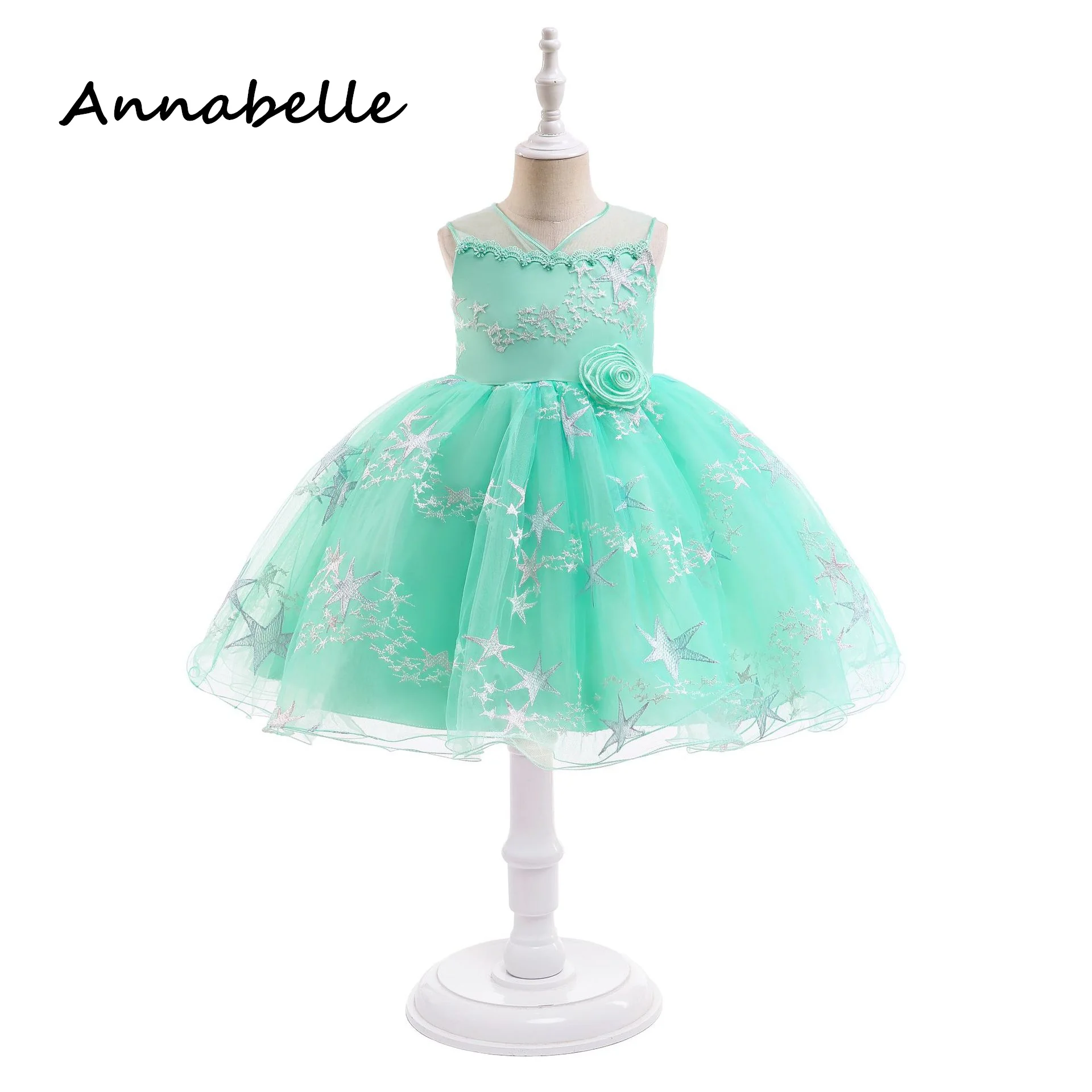 

Annabelle Flower Girl Dress for Weddings Party Kids Baby Girl Birthday Pink Formal Bow Dress Puffy Dresse 2024 News Fashion