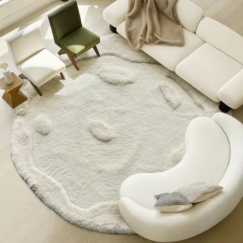 High-end Handmade Non-Slip Irregular Shape Milk Silk Area Rugs Long-pile Fluffy Carpets for Bedroom