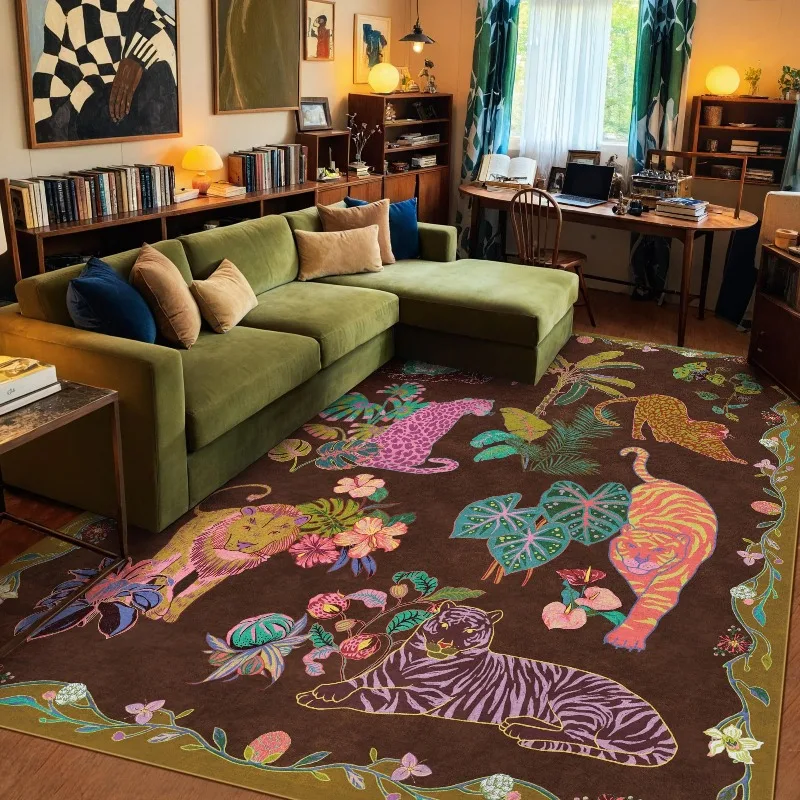 Lion Animal Print Living Room Carpet Large Area Sofa Rugoldable Machine Washable Bedroom Bedside Non-slip Soft Floor Mat Ковер