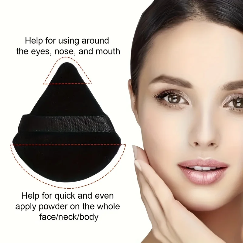 Sfoglie di polvere triangolari bifacciali da 9 pezzi - Frullatori riutilizzabili in velluto per polvere sciolta/pressa/fissante |   Kit da viaggio professionale per truccatori