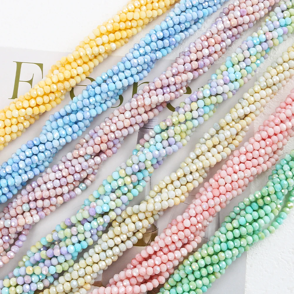 4mm Imitation Stone Glass Crystal Flat Bead Macaron Color Wheel Loose Bead DIY Bracelet Necklace Fashion Jewelry Making