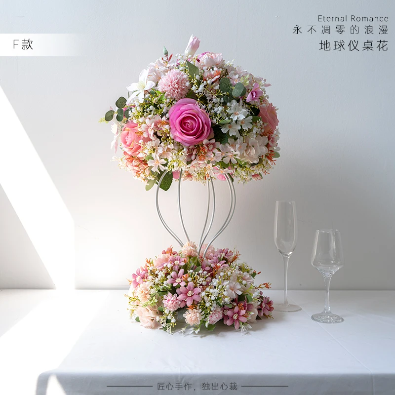 

Wedding decoration round table flower flower ornament, hotel wedding banquet main table simulation fake flower finished table fl