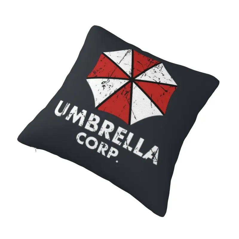 Custom Grunge Retro Umbrellas Corporations Pillow Case 40x40cm Video Game Cushion Cover Decoration Salon Square Pillowcase