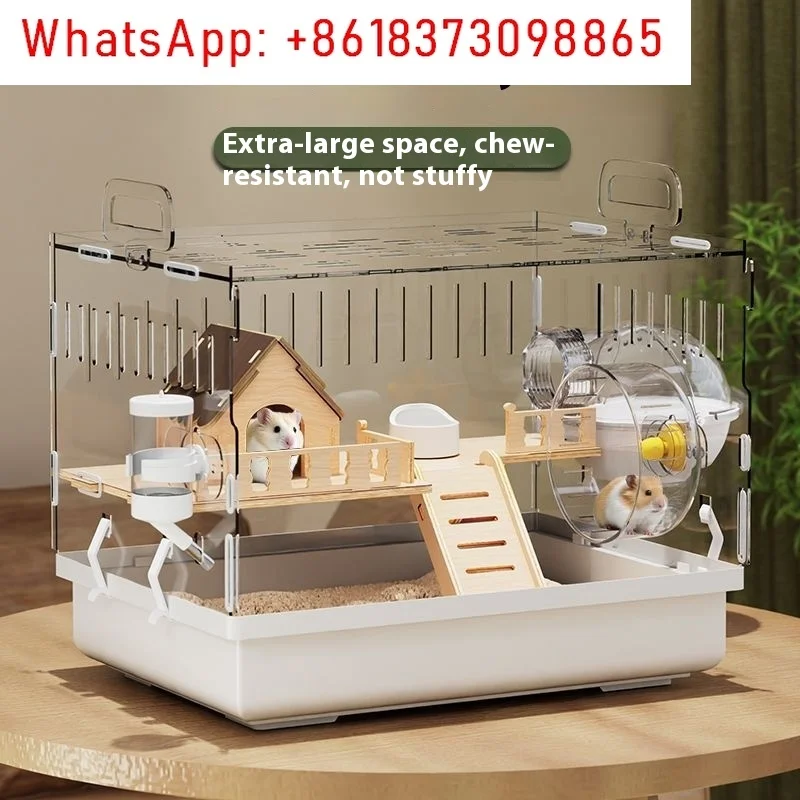 Large Acrylic Clear Hamster Villa Cage for Syrian Gold Teddy Bear Luxury Habitat Stackable DIY Habitat Terrarium view 4